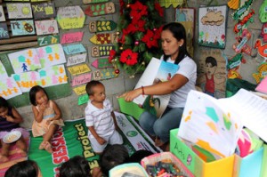 Children attend preschool in the Philippines.